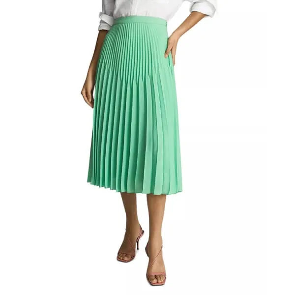 Reiss Izzie High Rise Pleated Midi Skirt in a vibrant bright green WOMENS US 4 - Image 7