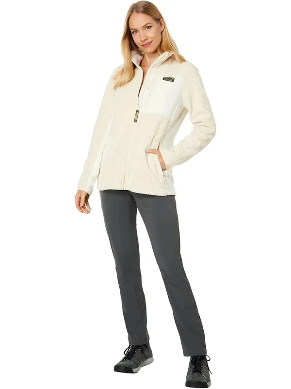 L.L. Bean Mountain Classic Windproof cream Fleece full zip up Jacket size XL - Image 4