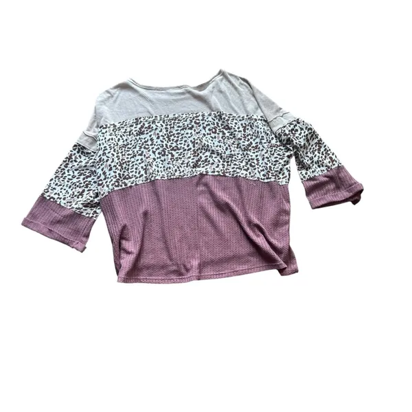 Umgee Women's Tan & Pink Loose Fitting Top - Image 4