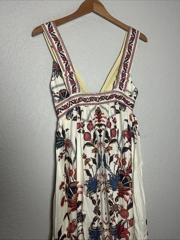NEW FARM Rio Bohoflor Maxi Dress Birds Tropical Exotic Resortwear Brazil Size XS - Image 9