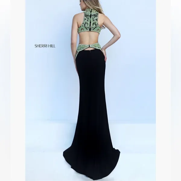 Sherri Hill 50153 Black/Green Beaded Prom Dress - Image 3