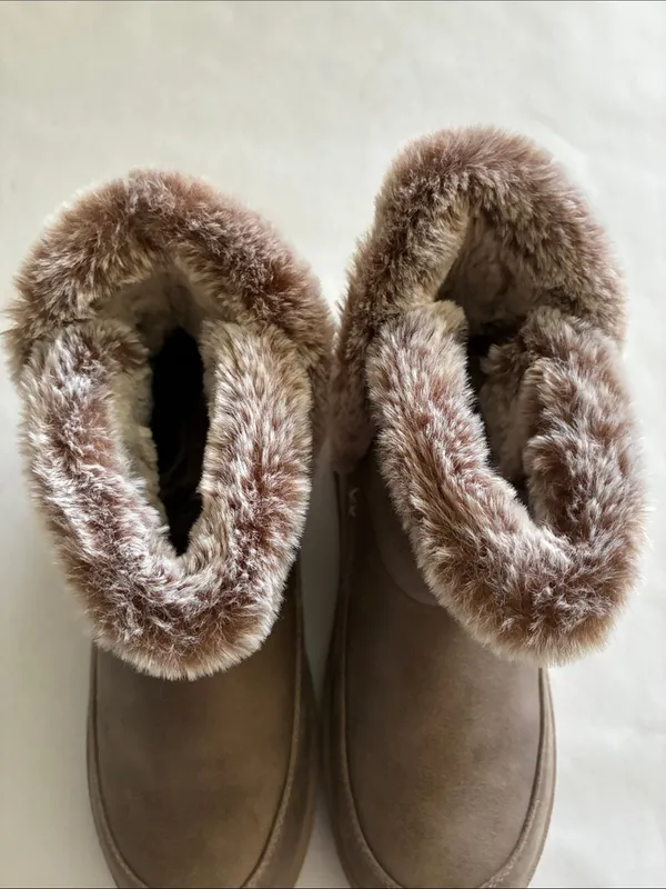 Skechers Plush-Collar Ankle Booties in Taupe - Image 10