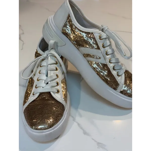 GEOX gold glitter leather sneakers 8 - Image 2