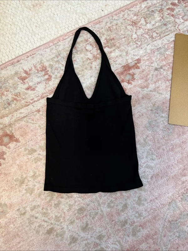 Banana Republic Factory Black Halter V-Neck Camisole Top - Image 3
