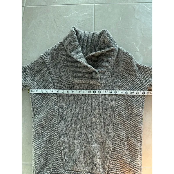 Theory Wool Sweater Womens Petite Gray Short Sleeve Chunky Cashmere Y2K Preppy‎ - Image 5