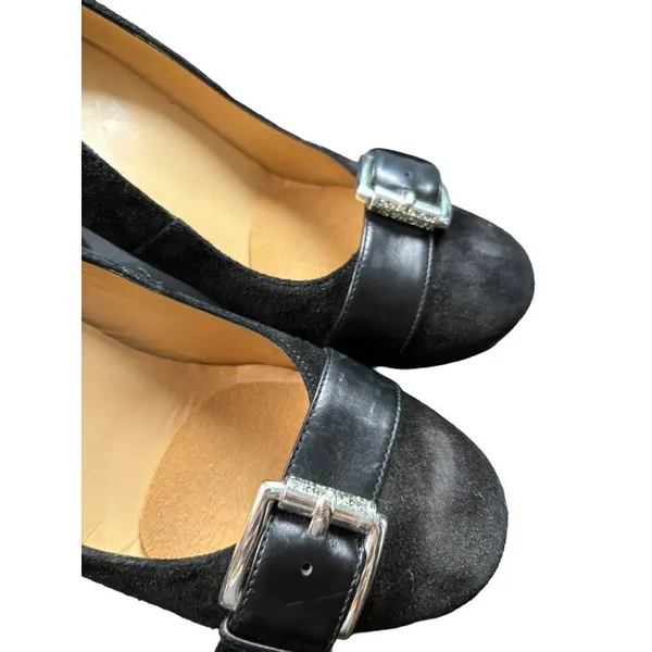Michael Kors Women's Black Suede Buckle Heel Pumps sz 7.5 - Image 10