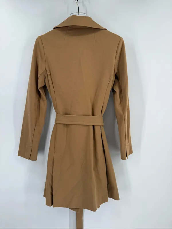 CABI Casablanca Trench Coat Ponte Knit Tan Sz small - Image 4