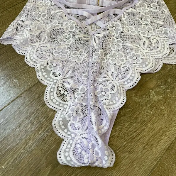 Dreamgirl Purple Lace Lingerie Bodysuit Sheer ~ Size Large - Image 6