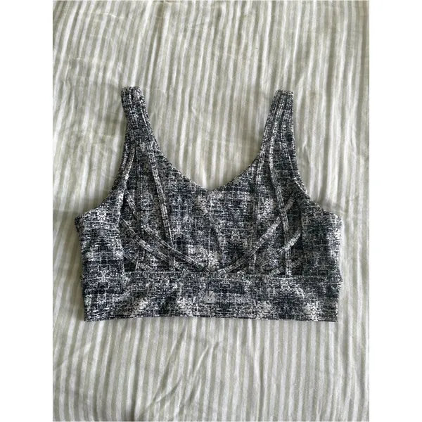 Buffbunny Strappy Back Sports Bra Size Large Black White Print - Image 7