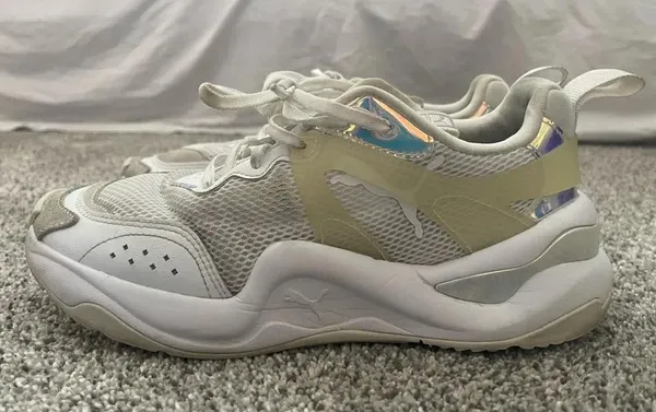 Puma Sneaker Shoe Rise Glow White Reflective Iridescent Women’s Size 8 Retro - Image 5