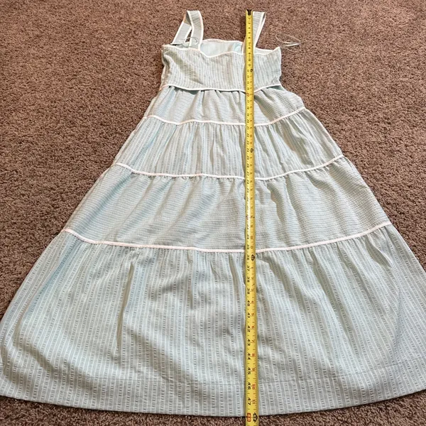 Adelyn Rae Cotton Tiered Maxi Dress Aqua Size Small - Image 7