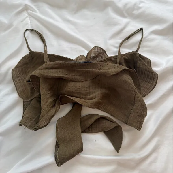 Zara Olive Textured Blouse - Image 3