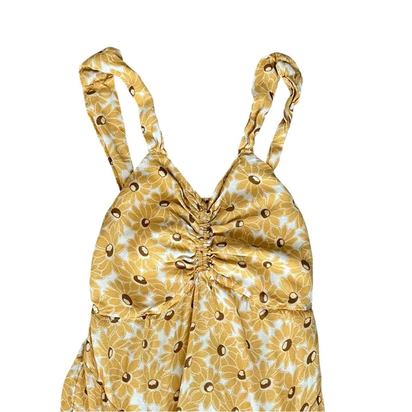 Free People Women’s Rosalee Midi Dress Yellow Combo Sunflowers Floral Print Sz M - Image 4