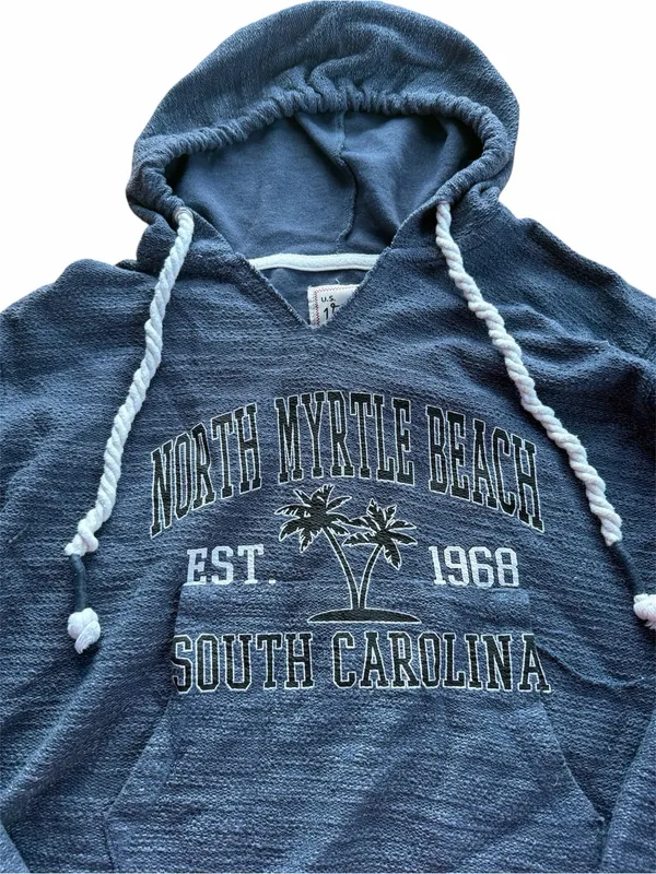 U.S. Vintage Collection North Myrtle Beach SC Blue Hooded Sweatshirt Crop XL - Image 3