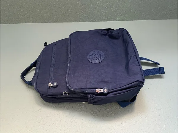 Kipling Tablet City Backpack Blue Elastic Side Pockets - Image 3