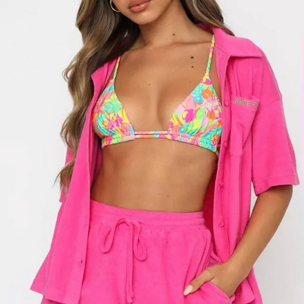 White Fox Boutique 2pcs Free Fall Terry Hot Pink Set M/L‎ Loungewear Cozy Fall - Image 2