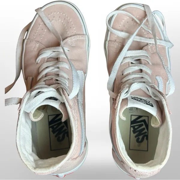 Pink & White Vans High-Top Sneakers – Women’s 6.5/ Men’s 5 - Image 12