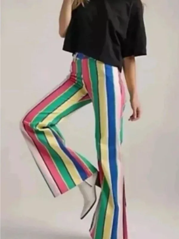 Wrangler Wanderer 622 High Rise Flare Jeans Womens Size 30x34 Multicolor Striped - Image 2