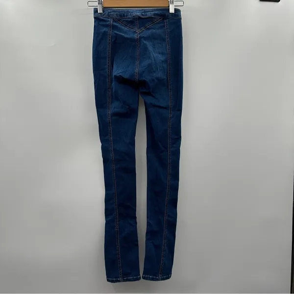 Free People We The Free Riley Skinny Jeans Women's 25‎ Dark Wash Split Hem Mid - Image 6