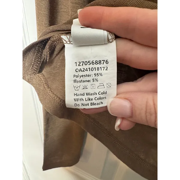Commense Brown Boatneck Long Sleeve Blouse‎ Slinky Size L - Image 4