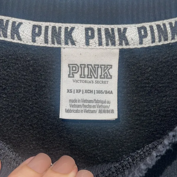 Victoria’s Secret PINK Logo Crewneck Sweatshirt XS Black - Image 4