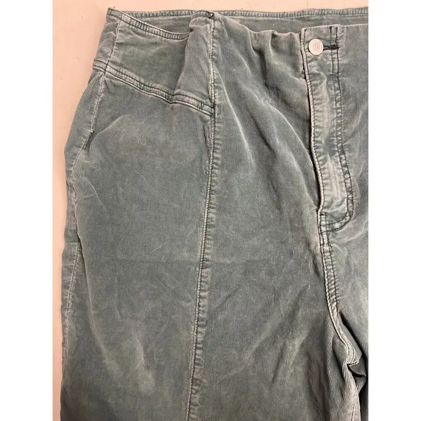 We The Free People SZ 35 plus sz Green Corduroy Flare Leg High Rise Seamed Pants - Image 6