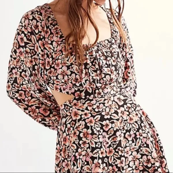 Free People Jael Printed Floral Mini Dress with Cutouts Size X-Small Small - Image 5