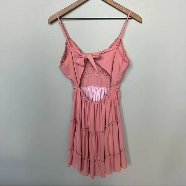 ECOWISH‎ Womens V-Neck Spaghetti Strap Bowknot Backless Sleeveless Lace Mini - Image 15
