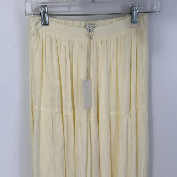 Z Supply Nicola Crinkled Gauze Tiered Maxi Skirt Pale Yellow - Image 5
