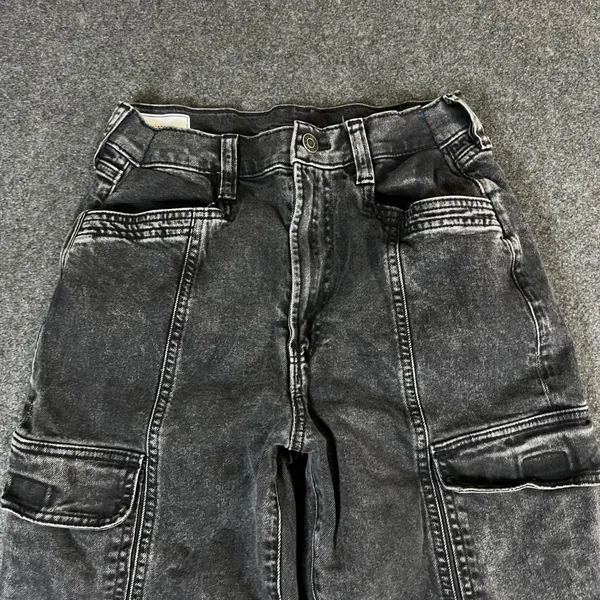 Gap Womens Cargo Jeans Washed Black High Rise Straight Leg Utility Pants 27 4S - Image 8