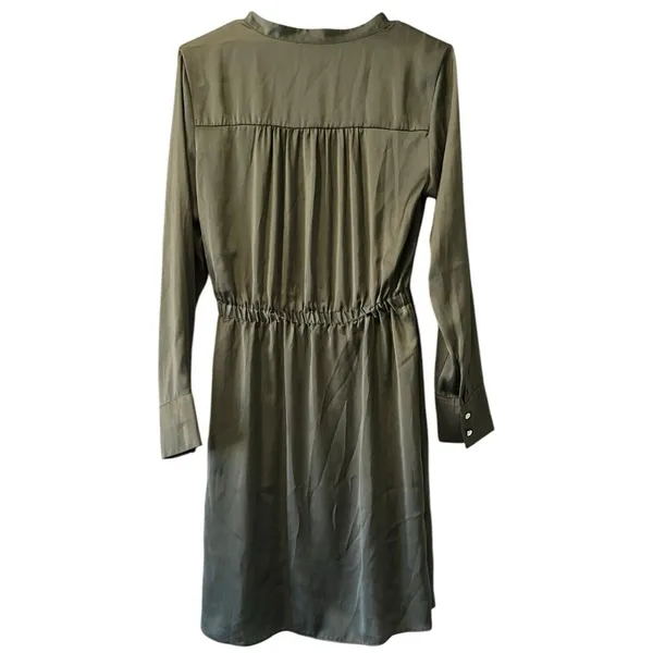 HM Dress Women’s Size Small Sage Green Short V Neck Elastic‎ Waist Silky Feel - Image 2