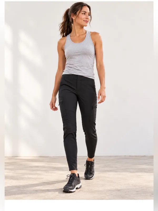 Athleta Headlands Hybrid Cargo Black Pants Size 4 - Image 2