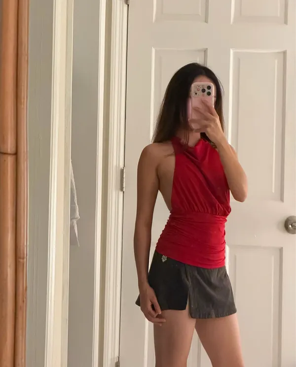 Garage Red Halter Backless Tie Top - Image 4