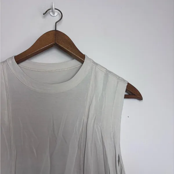 Lululemon White Opal Modal Pleated Shoulder Sleeveless Athletic Tank Top - Image 5