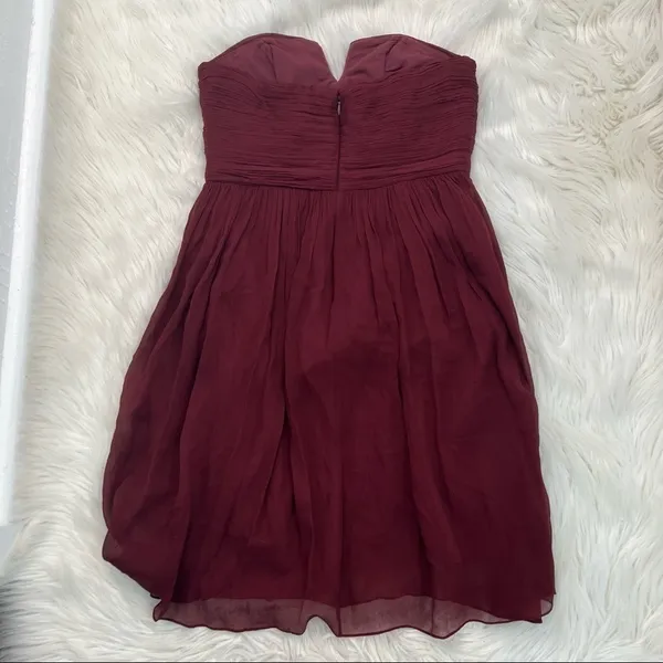 J. Crew Womens Size 6 Nadia Strapless Bridesmaid Dress Burgundy Red Silk Chiffon - Image 7