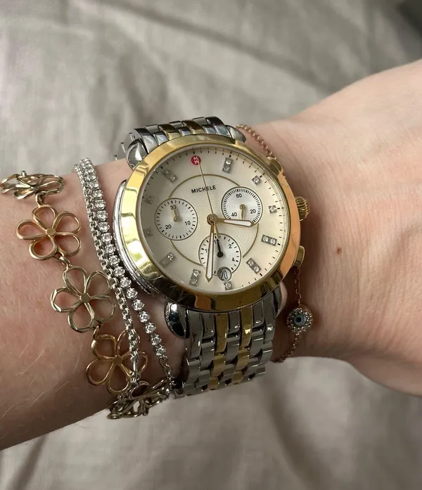 Michele Sidney Chronograph Diamond Two-Tone Womens Watch - Image 3