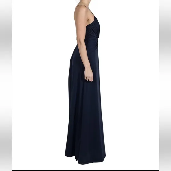 Julia Jordan Navy Blue Sleeveless Front Twist Drape A-Line Maxi Evening Gown - Image 3