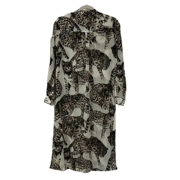 H&M Sheer Brown & Cream Tunic Top(Size 6) - Image 3