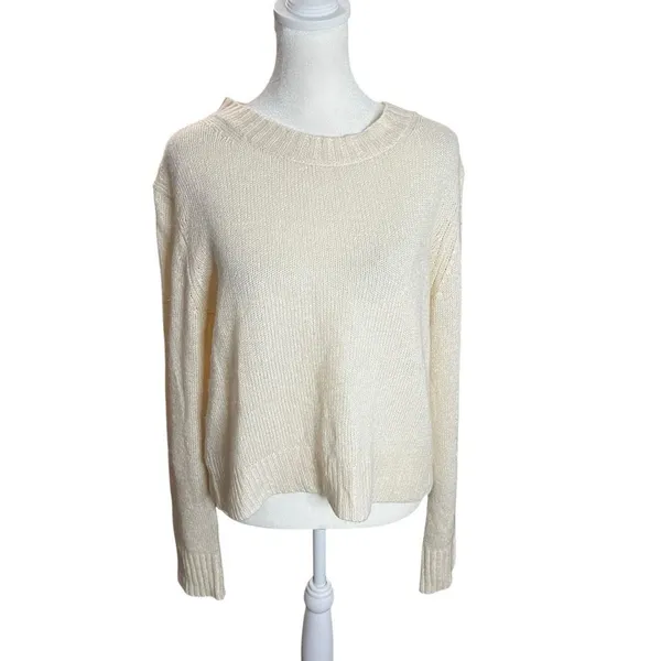 Derek Lam 10 Crosby Cashmere Linen Open Back Bow Sweater Cream M - Image 4