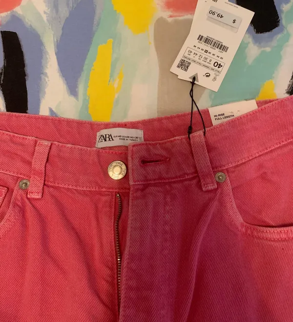 Zara Pink Wide Leg Jeans - Image 4