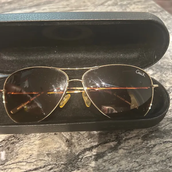 Coach Gold Frame Sunglasses with Brown Lenses lens has scratches price reflected - Image 10