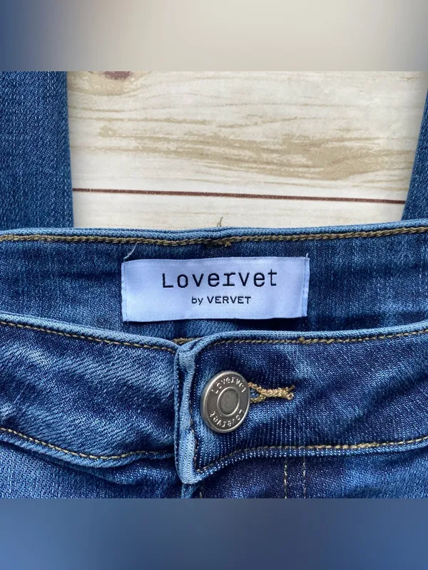 Vervet denim jeans dark wash stretch straight leg crop ankle length distressed - Image 3