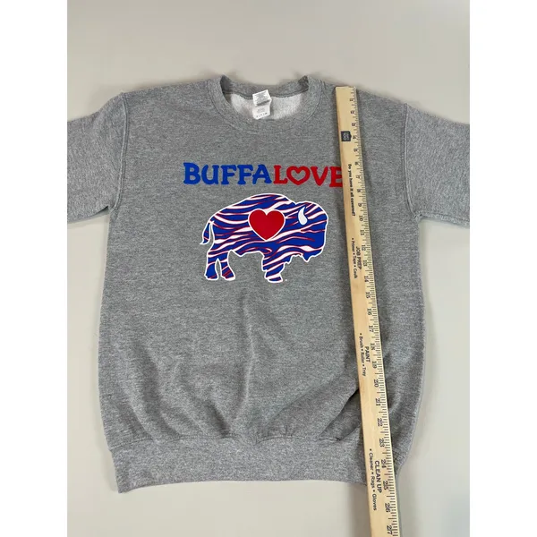 Gildan Activewear Womens Gray “Buffalo Love” Sweatshirt Size S - Image 3
