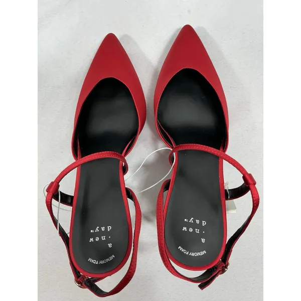 Womans New A New Day Rose Mary Slip On Stiletto Dress Shoes Size 9 Red - Image 5