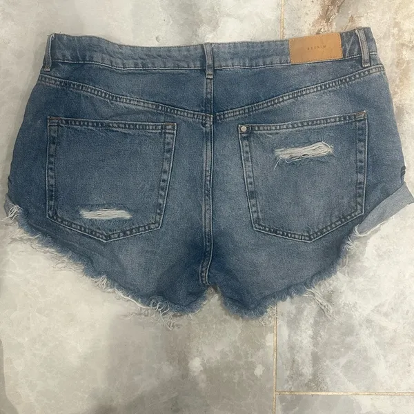 Denim Casual Blue Distressed Jean Shorts - Image 5