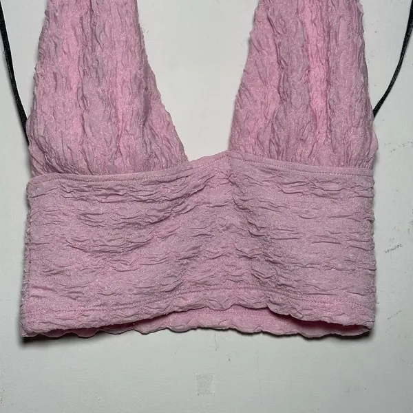 DIVIDED by H&M‎ Pink Textured Halter Crop Top Size S - Image 7