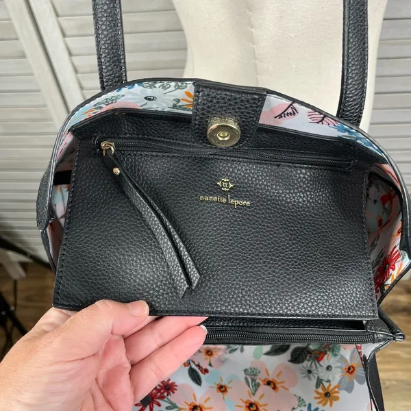 NANETTE LEPORE Arabelle Black Satchel Shoulder Bag - Image 6