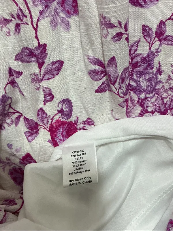 TCEC White Mini Dress with Pink Floral Print - Image 7