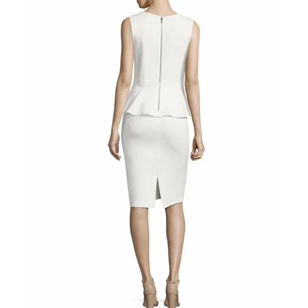 Alice + Olivia Isaac Peplum Sheath Dress Neutral Workwear Office Cocktail Sz S - Image 3