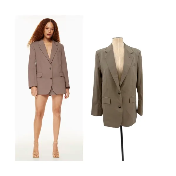 Aritzia Babaton Agency Oversized Single Breasted Blazer Taupe Brown Size Small - Image 2